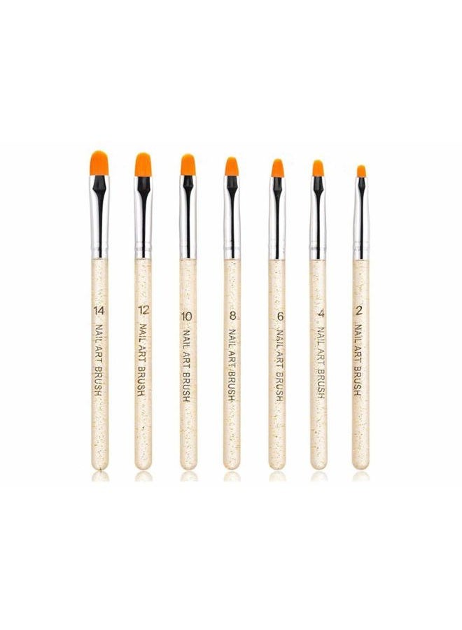 Aoshang 7Pcs UV Gel Nail Brush Set, Poly Extension Gel Brush, Nail Art Tips Builder Brush, Nylon Handle, Plastic Head, 7 Sizes (No.2/4/6/8/10/12/14) - Image 1